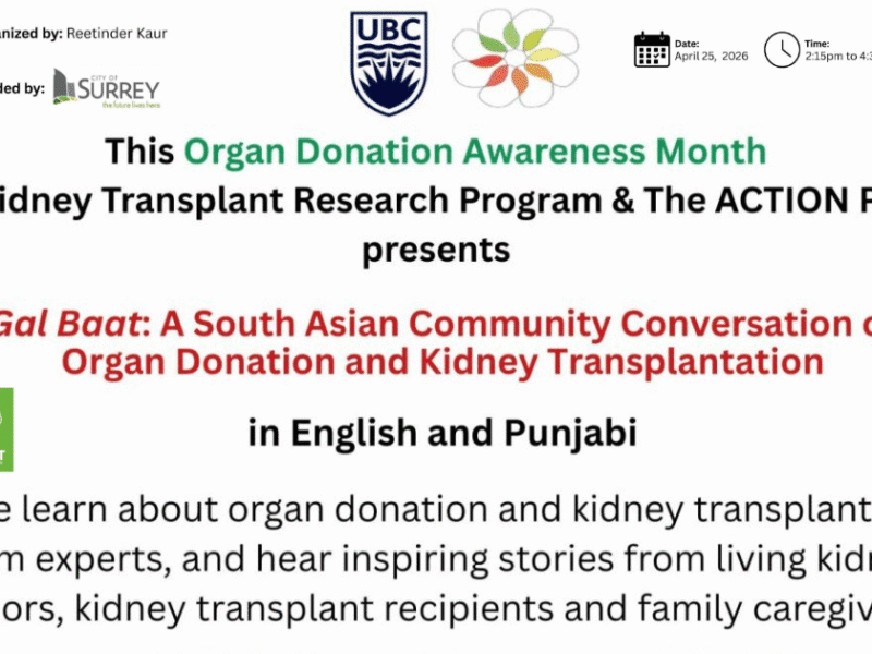 Galbaat to Host South Asian Community Dialogue on Organ Donation and Kidney Transplant in Surrey