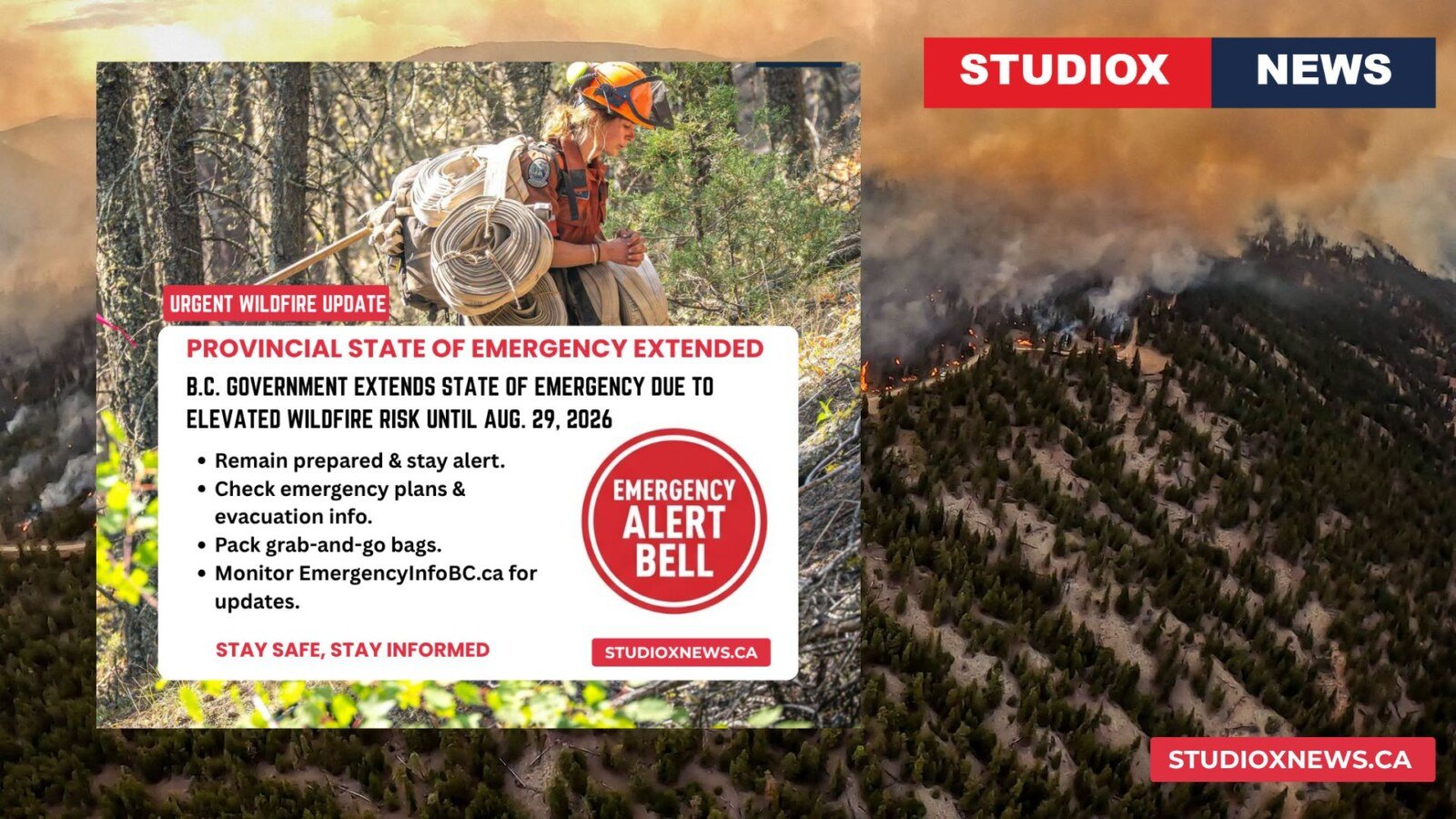 B.C. extends provincial state of emergency until Aug. 29 due to elevated wildfire risk.