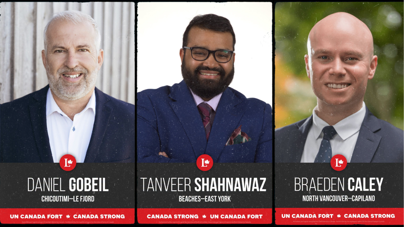 Federal By-Elections 2026 Results featuring Liberal candidates Daniel Gobeil, Tanveer Shahnawaz and Braeden Caley