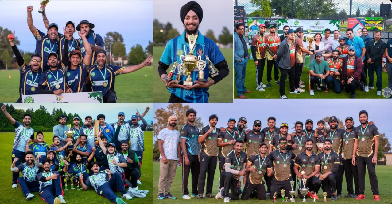 LMS BC Blasters cricket teams and players celebrating with championship trophies, cups, medals and awards at season finals and award ceremonies in British Columbia