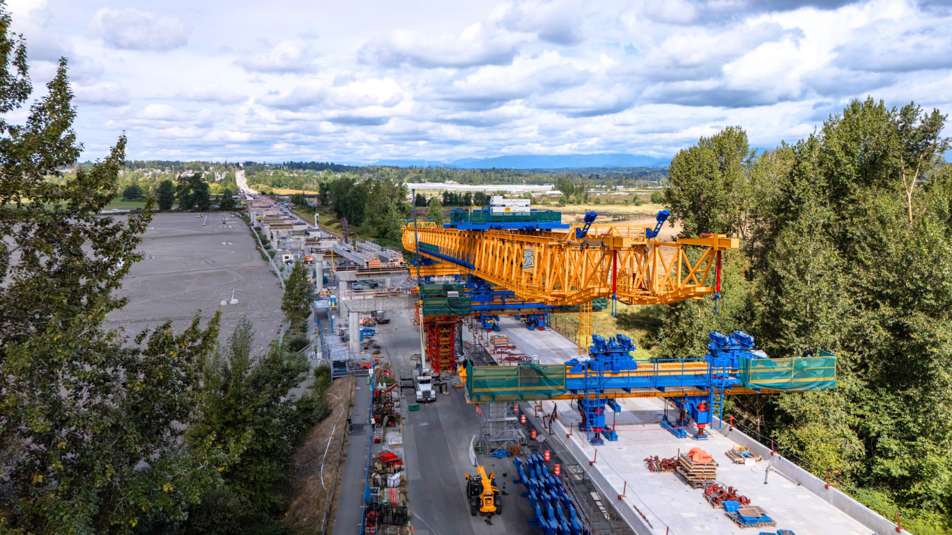 September 2026 construction of the Dave Barrett Extension SkyTrain guideway in Surrey