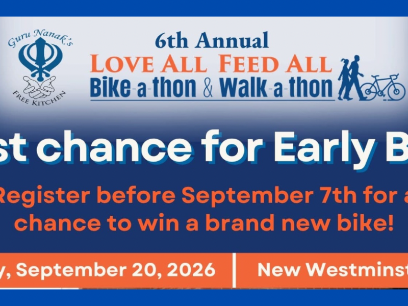 Guru Nanak’s Free Kitchen announces 6th annual ‘Love All, Feed All’ Bike-A-Thon and Walk-A-Thon