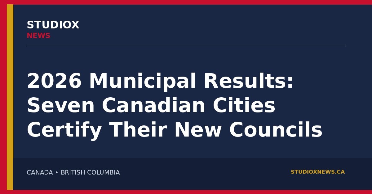 StudioX News featured graphic: 2026 municipal results: Seven Canadian cities certify their new councils
