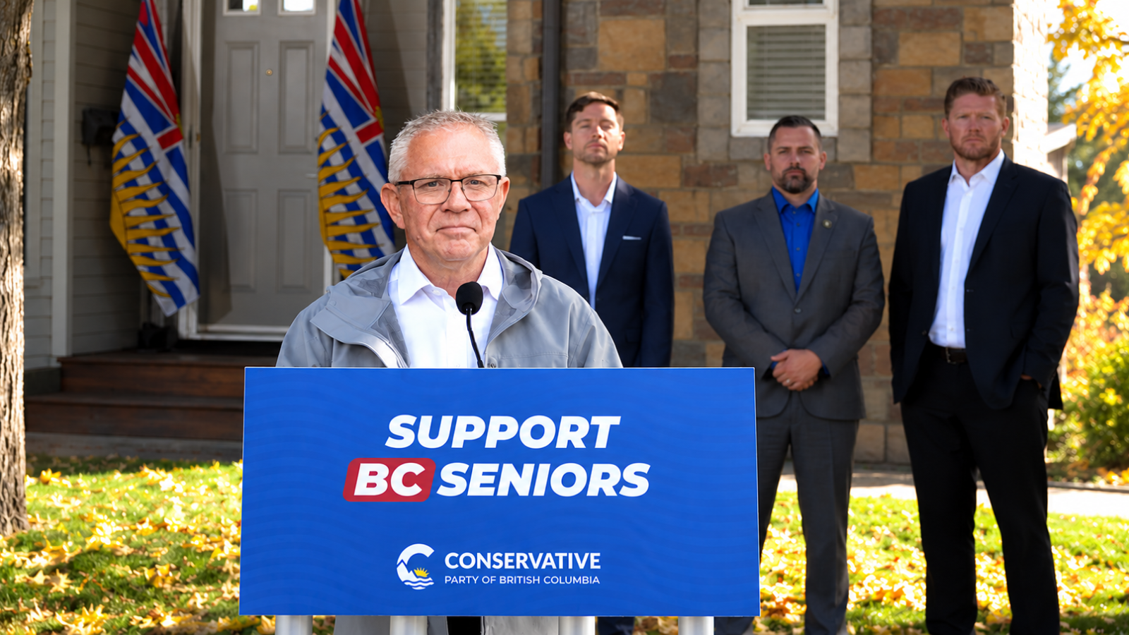 Lorne Doerkson speaks at a Conservative Party of BC announcement on seniors' care.