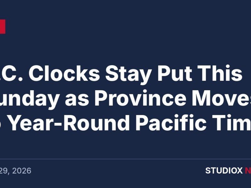 B.C. Clocks Stay Put This Sunday as Province Moves to Year-Round Pacific Time