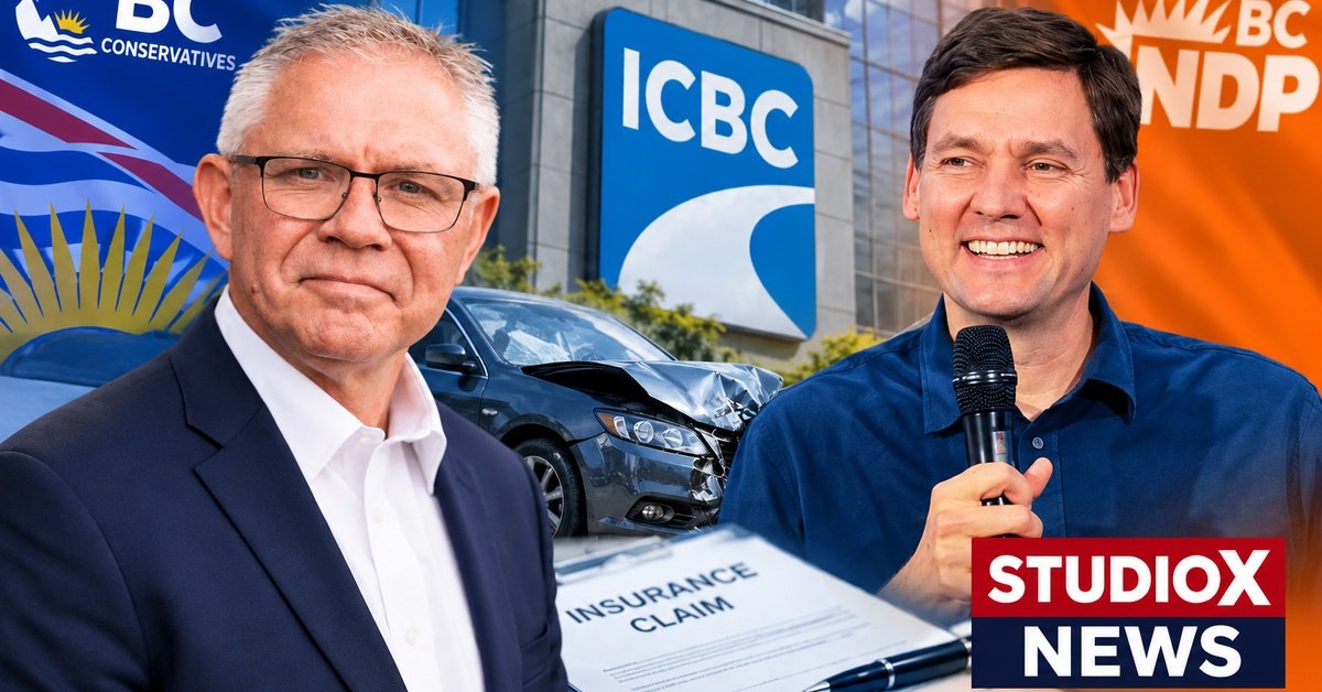 Lorne Doerkson and David Eby in debate over ICBC no-fault insurance