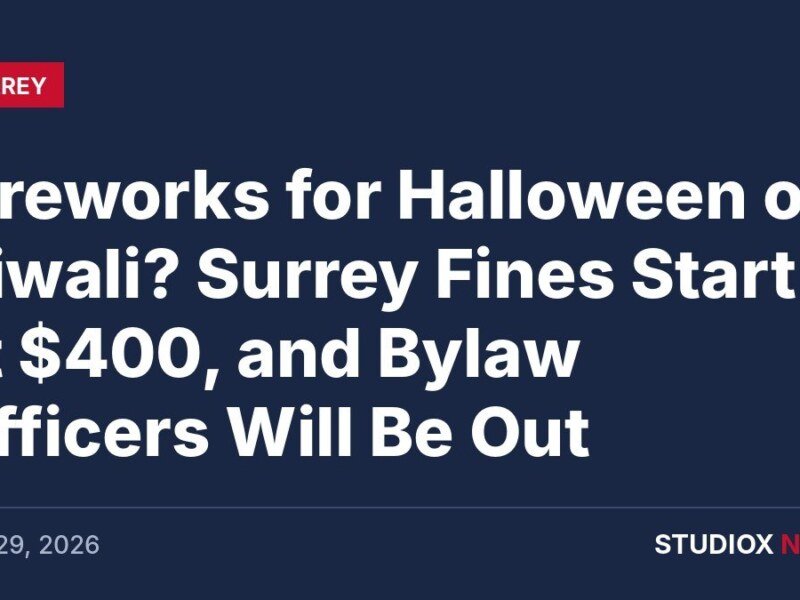 Fireworks for Halloween or Diwali? Surrey Fines Start at $400, and Bylaw Officers Will Be Out